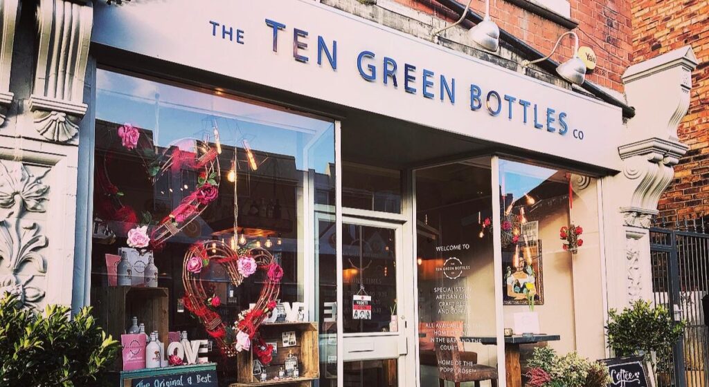 Ten green bottles store front